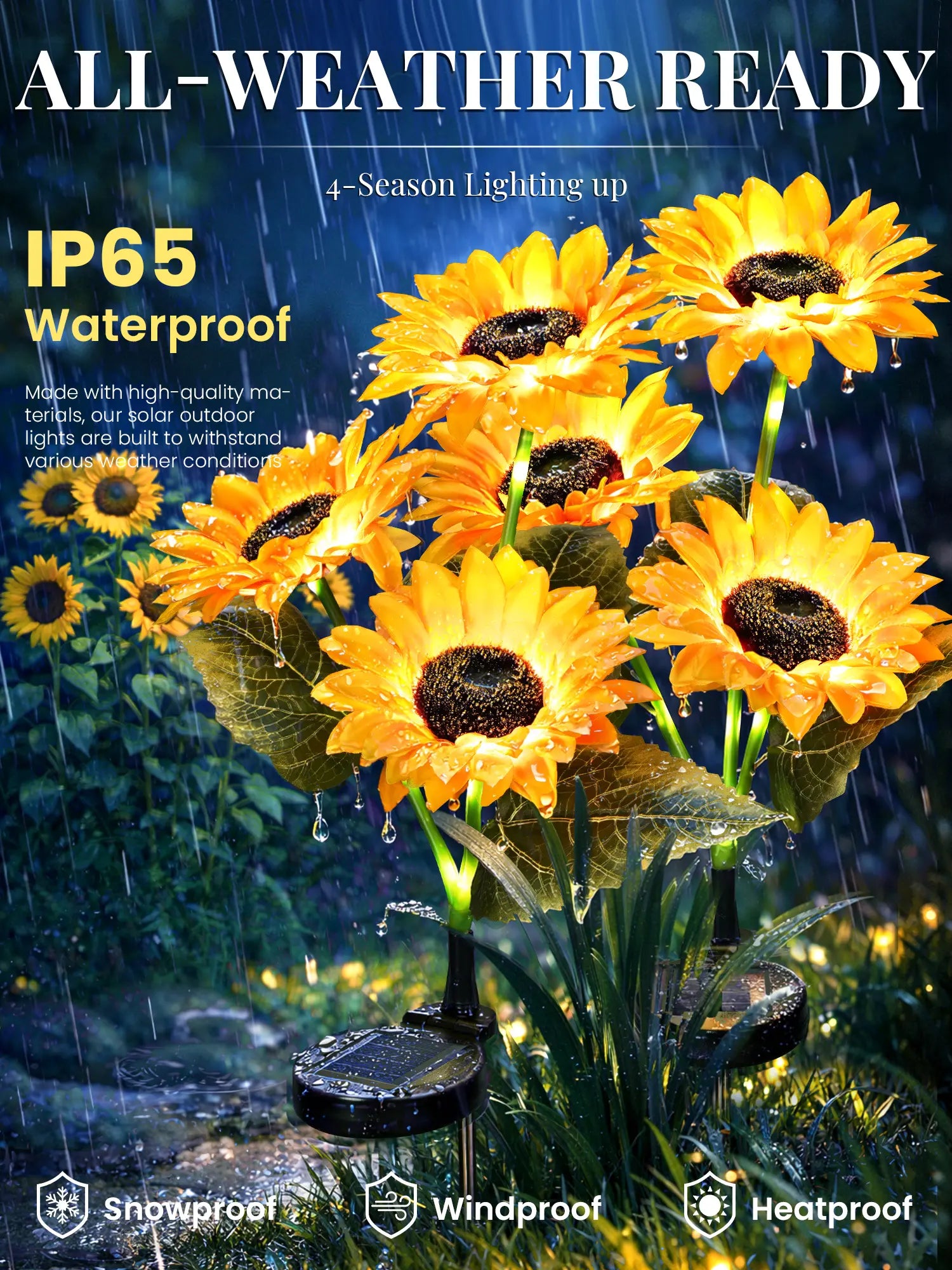 【Mother'S Day Gift】Gigalumi Solar Garden Lights Artificial Sunflowers, LED Garden Decor Carefree Sunflower Solar Lights Outdoor Yard Decorations Outdoor, Everlasting Sunflower Decor Gift for Yard Patio
