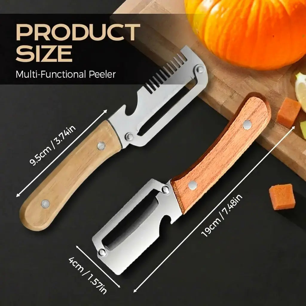 【Summervibes】Multi-Functional Vegetable Peeler for Kitchen, Ultra-Sharp Stainless Steel Blade with Wooden Handle and Bottle Opener, for Vegetables or Fruits That Need to Be Peeled (2 Pcs)