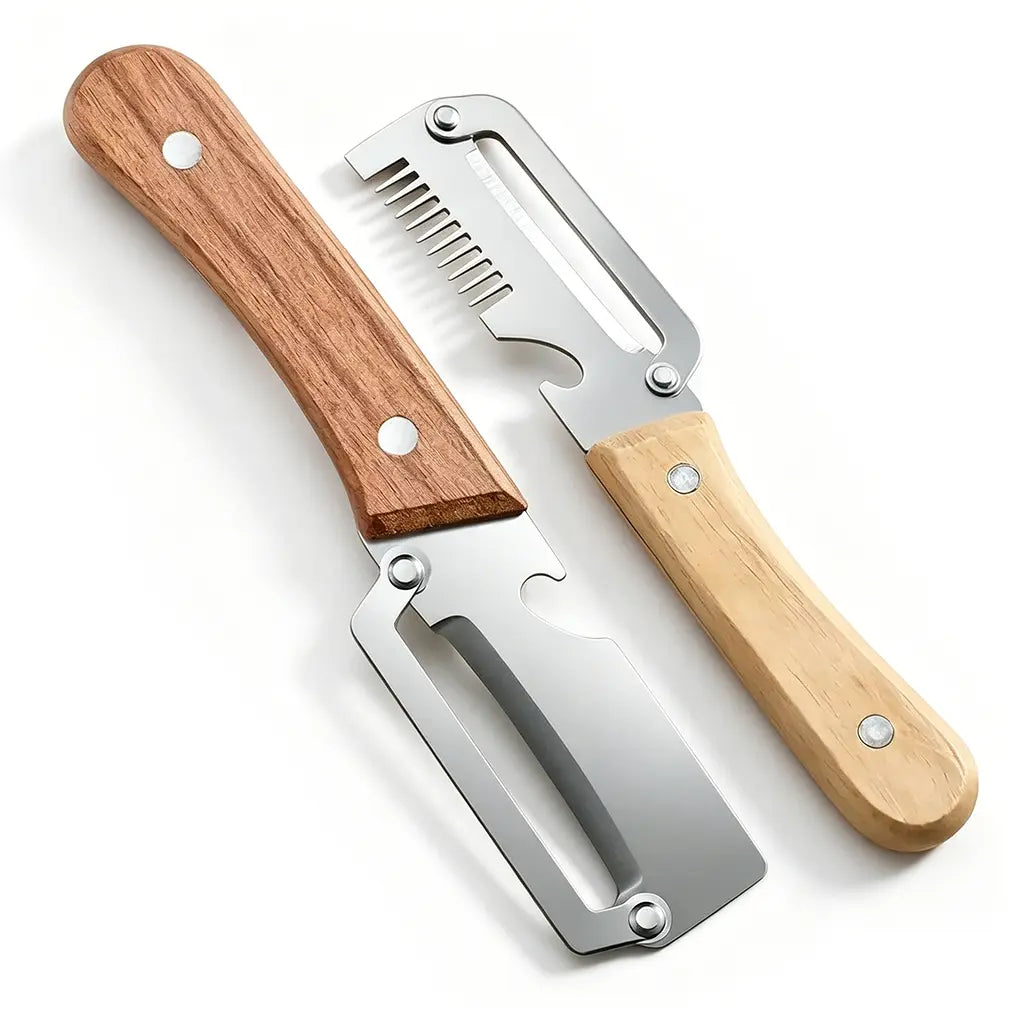 【Summervibes】Multi-Functional Vegetable Peeler for Kitchen, Ultra-Sharp Stainless Steel Blade with Wooden Handle and Bottle Opener, for Vegetables or Fruits That Need to Be Peeled (2 Pcs)