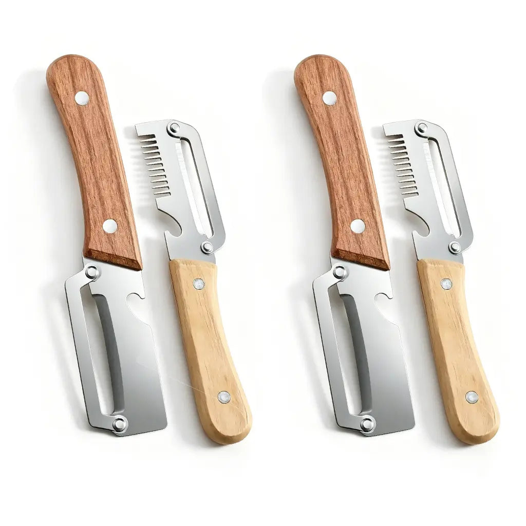 【Summervibes】Multi-Functional Vegetable Peeler for Kitchen, Ultra-Sharp Stainless Steel Blade with Wooden Handle and Bottle Opener, for Vegetables or Fruits That Need to Be Peeled (2 Pcs)